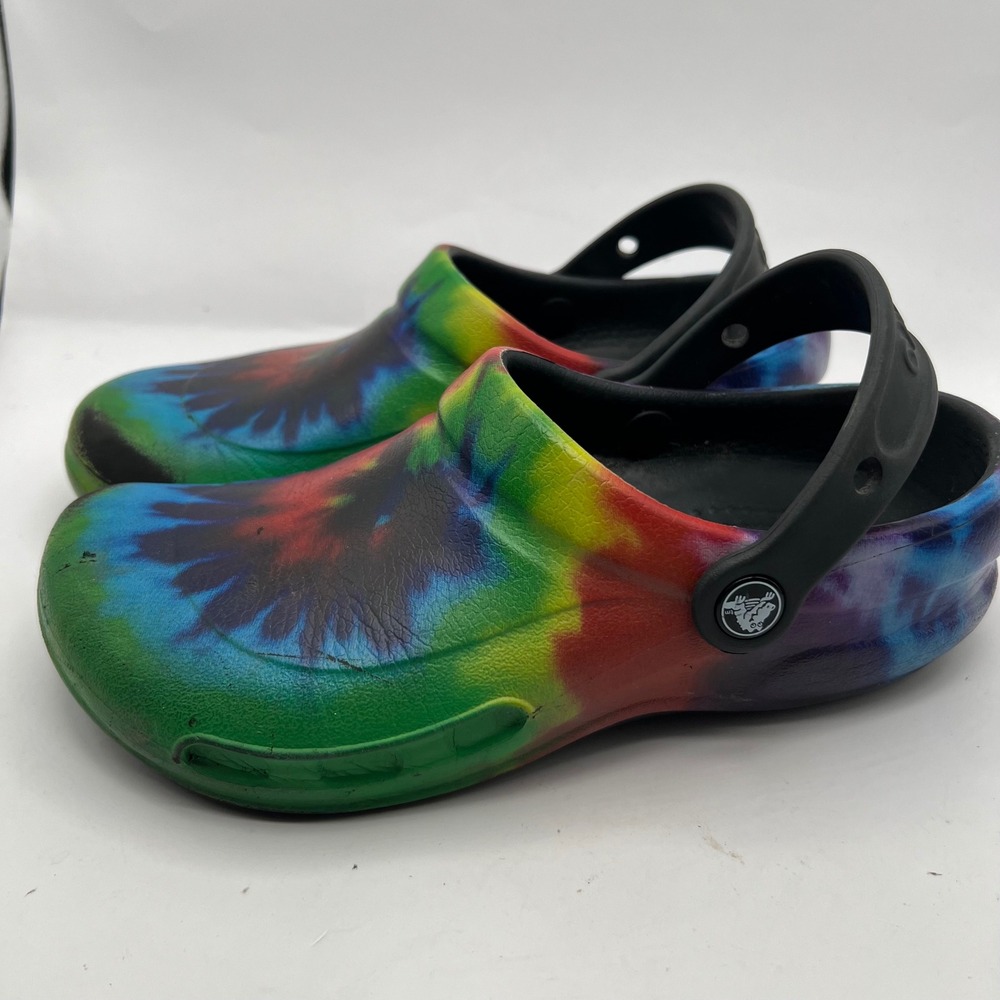 Crocs Bistro Tie Dye Work Clogs Slip Resistant Multi Color Mens 4 Womens 6
